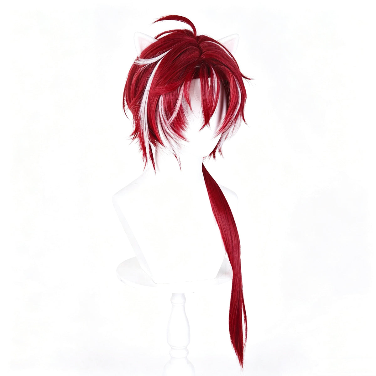 Arknights   Bellone Wine   Red   Short   Single Long   Tail   Basic   Wig