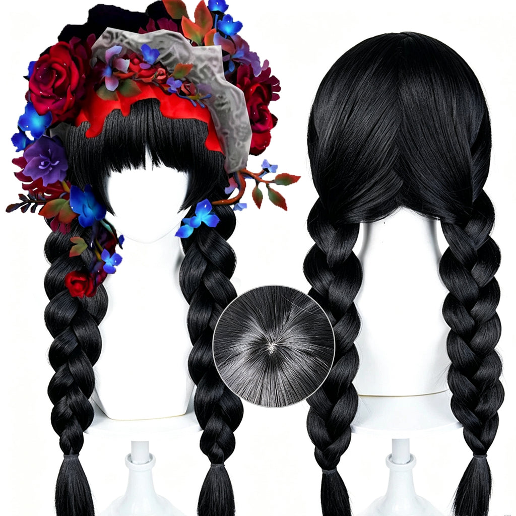 IdentityⅤ   Little   Girl Alice   DeRoss(Miss Pomegranate   Plate) Long   Black   Hair   Basic Wig