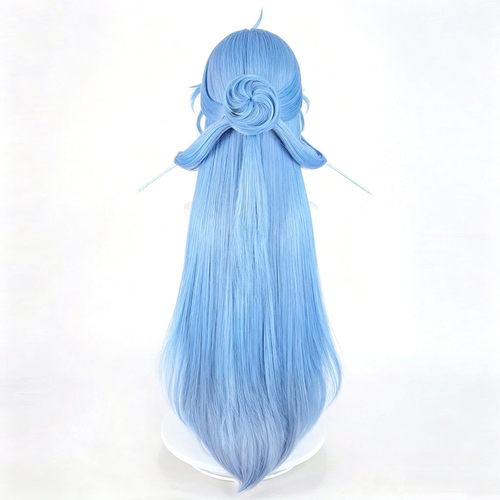 Wuthering   Waves Qingxiao   Sky   Blue Gradient   Long   Hair Detachable   Claw   Clip Bun   Basic   Wig
