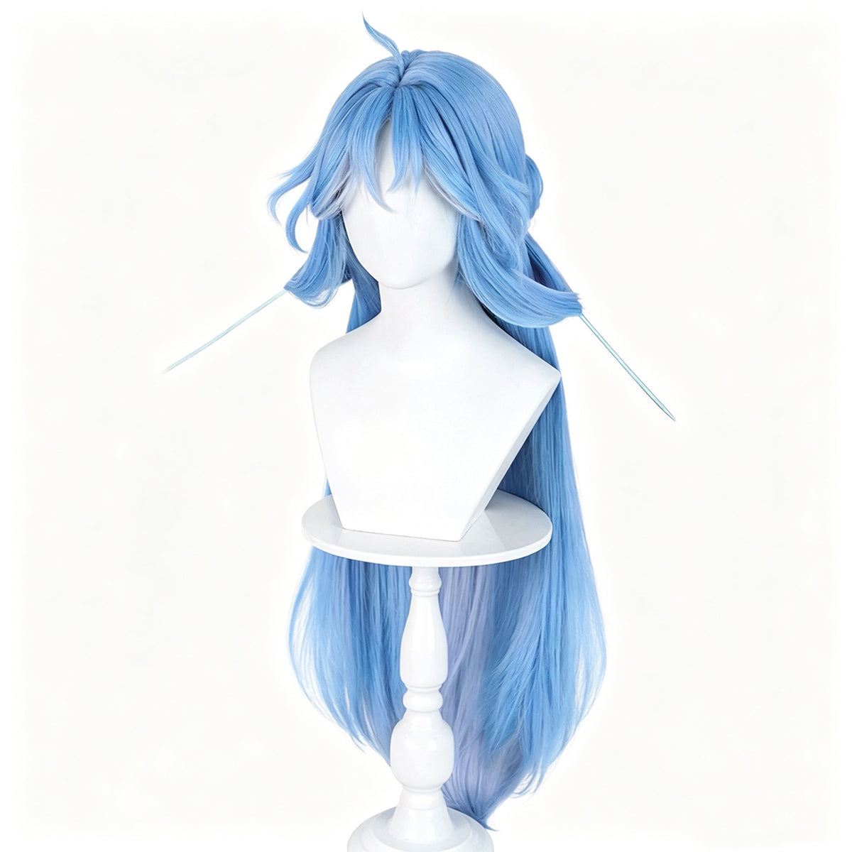 Wuthering   Waves Qingxiao   Sky   Blue Gradient   Long   Hair Detachable   Claw   Clip Bun   Basic   Wig