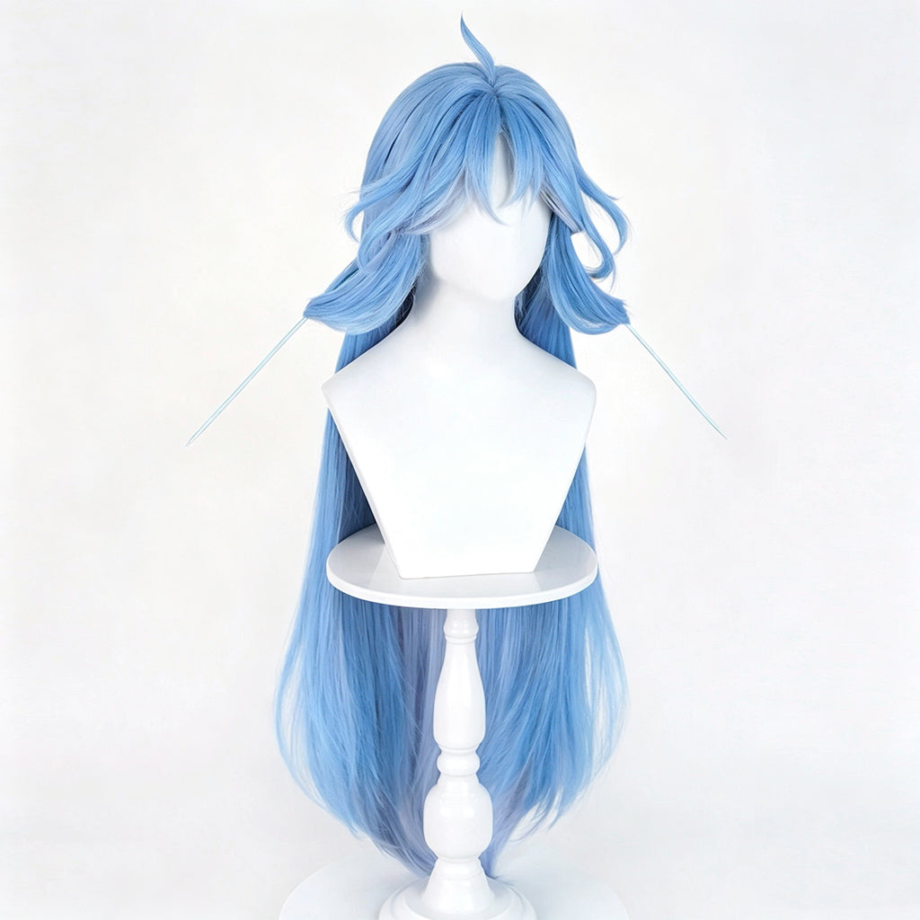 Wuthering   Waves Qingxiao   Sky   Blue Gradient   Long   Hair Detachable   Claw   Clip Bun   Basic   Wig