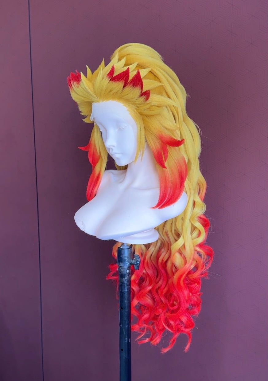 Female Kyojuro Rengoku Custom Wig – Premium Precision Cosplay Styling Commission