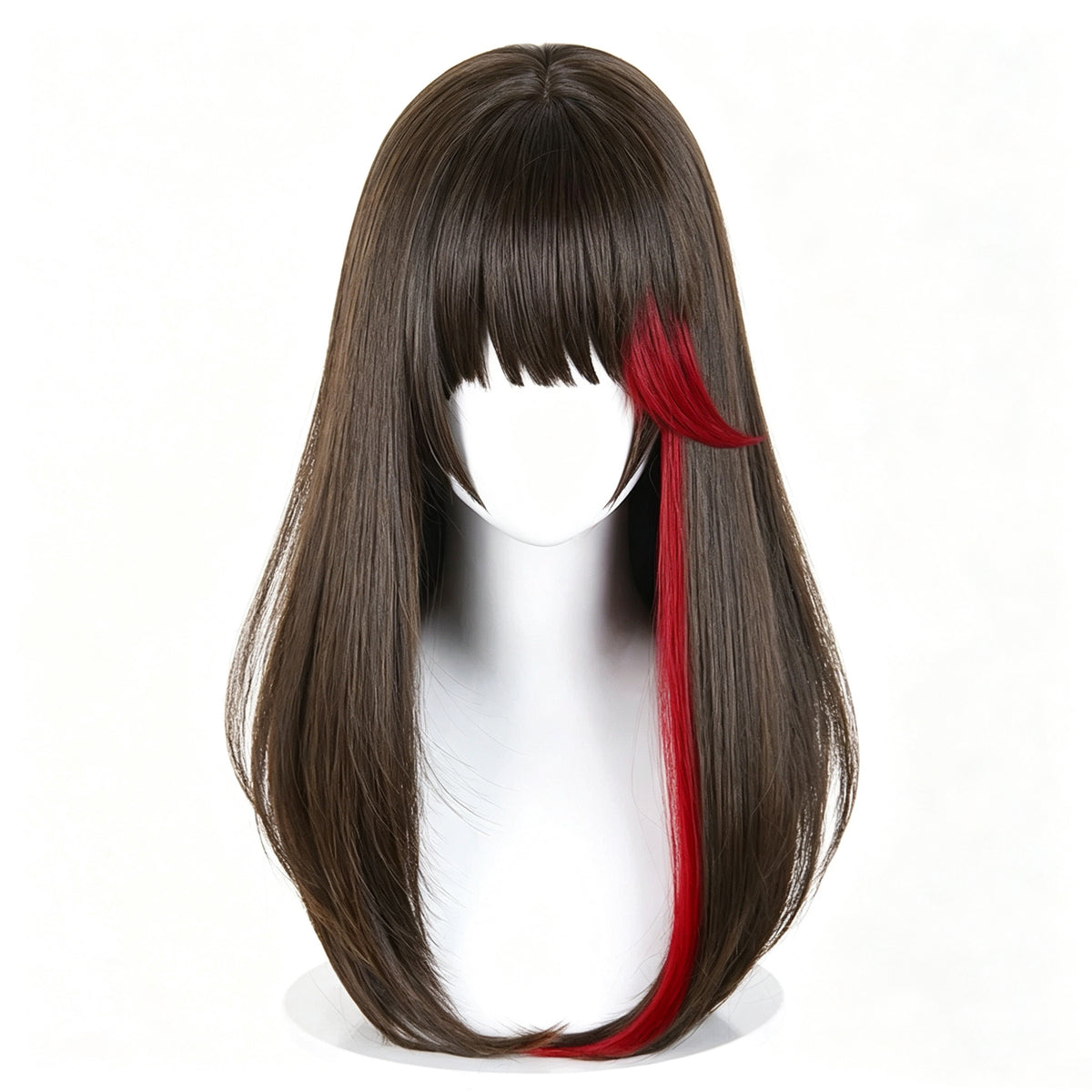 Arknights   Zima   Dark Brown   With   Red Streaks   Basic   Wig