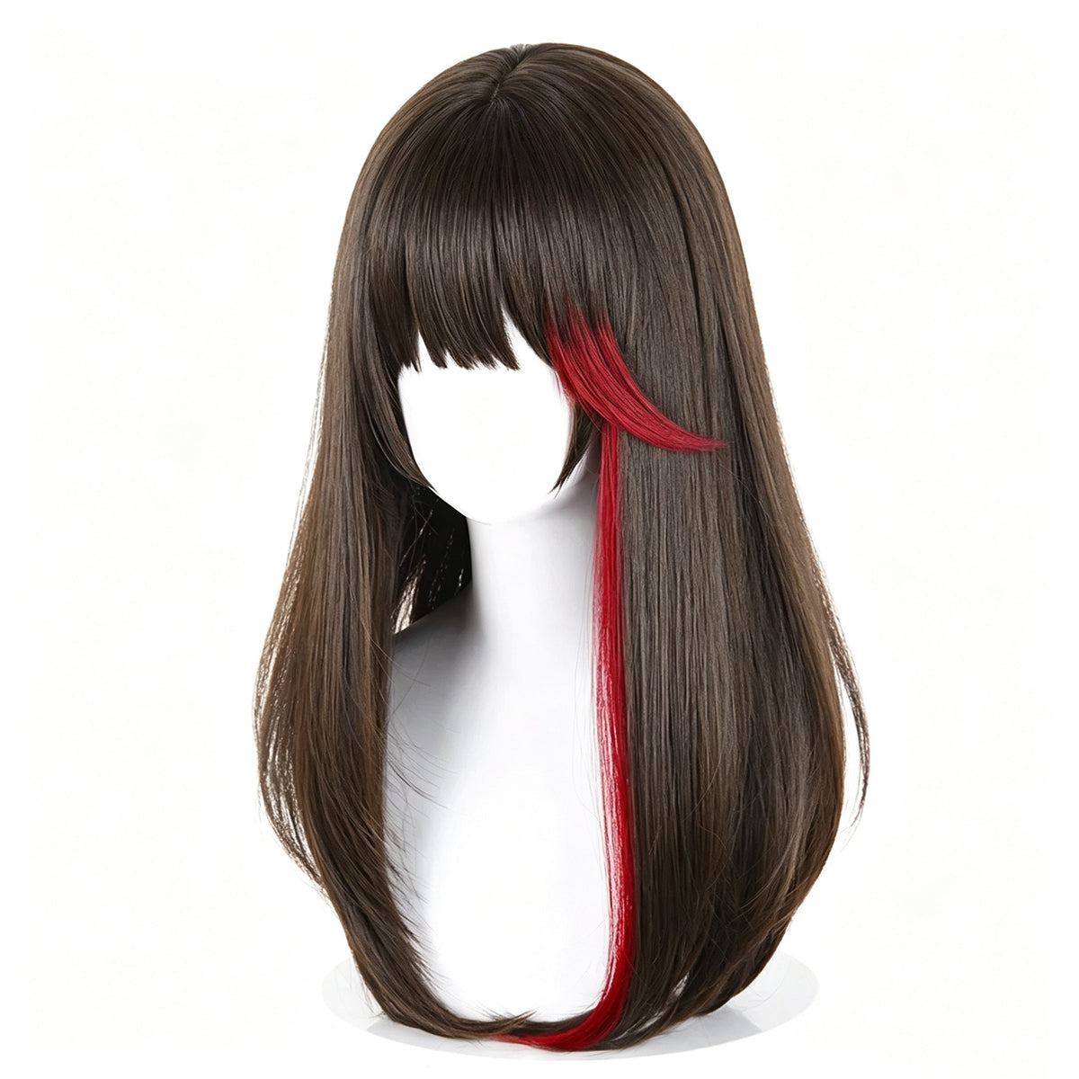 Arknights   Zima   Dark Brown   With   Red Streaks   Basic   Wig