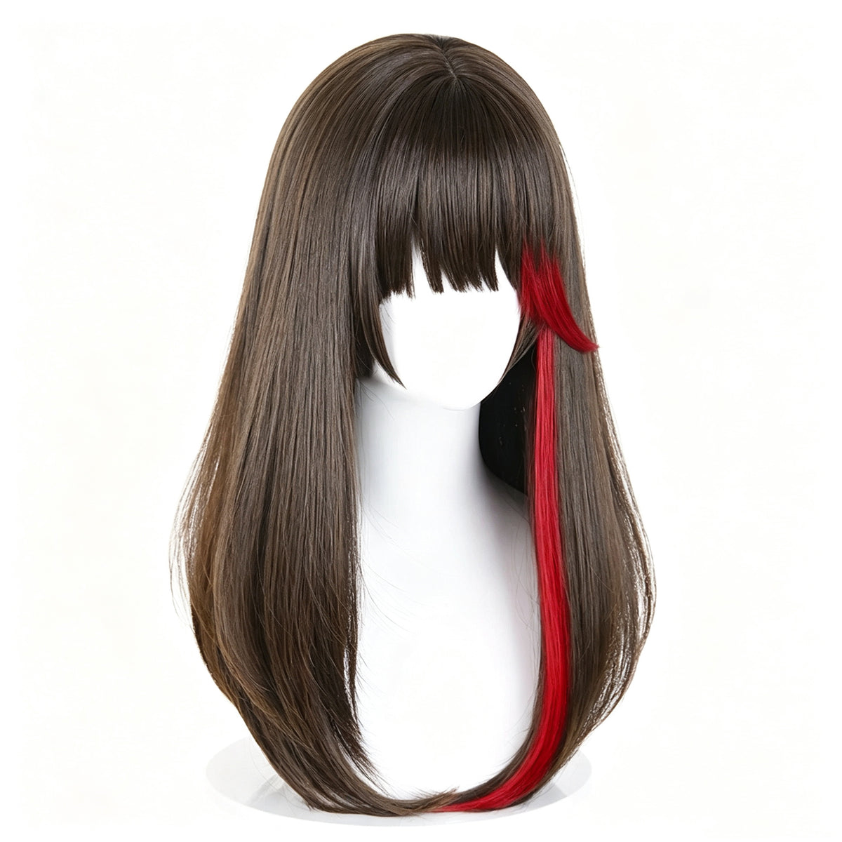 Arknights   Zima   Dark Brown   With   Red Streaks   Basic   Wig