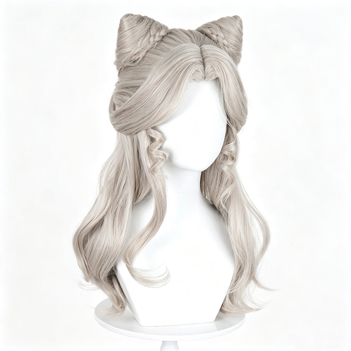 Identity   V   Little   Girl Little   Poet   Light   Silver Gray   Half   Up   Cat   Ear Curly   Hair   Basic   Wig