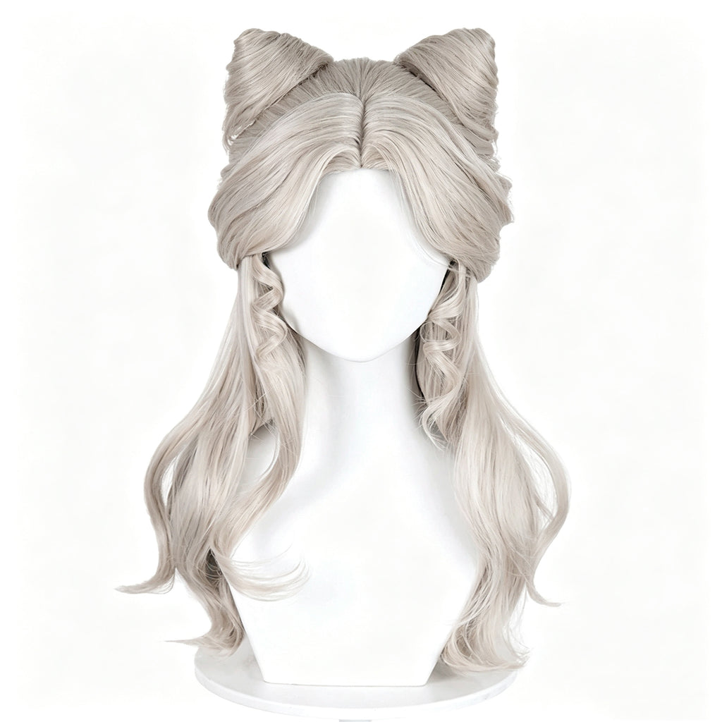 Identity   V   Little   Girl Little   Poet   Light   Silver Gray   Half   Up   Cat   Ear Curly   Hair   Basic   Wig