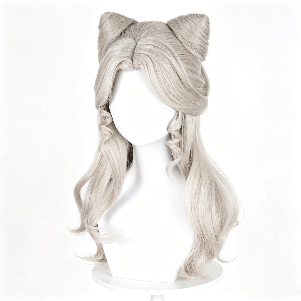 Identity   V   Little   Girl Little   Poet   Light   Silver Gray   Half   Up   Cat   Ear Curly   Hair   Basic   Wig