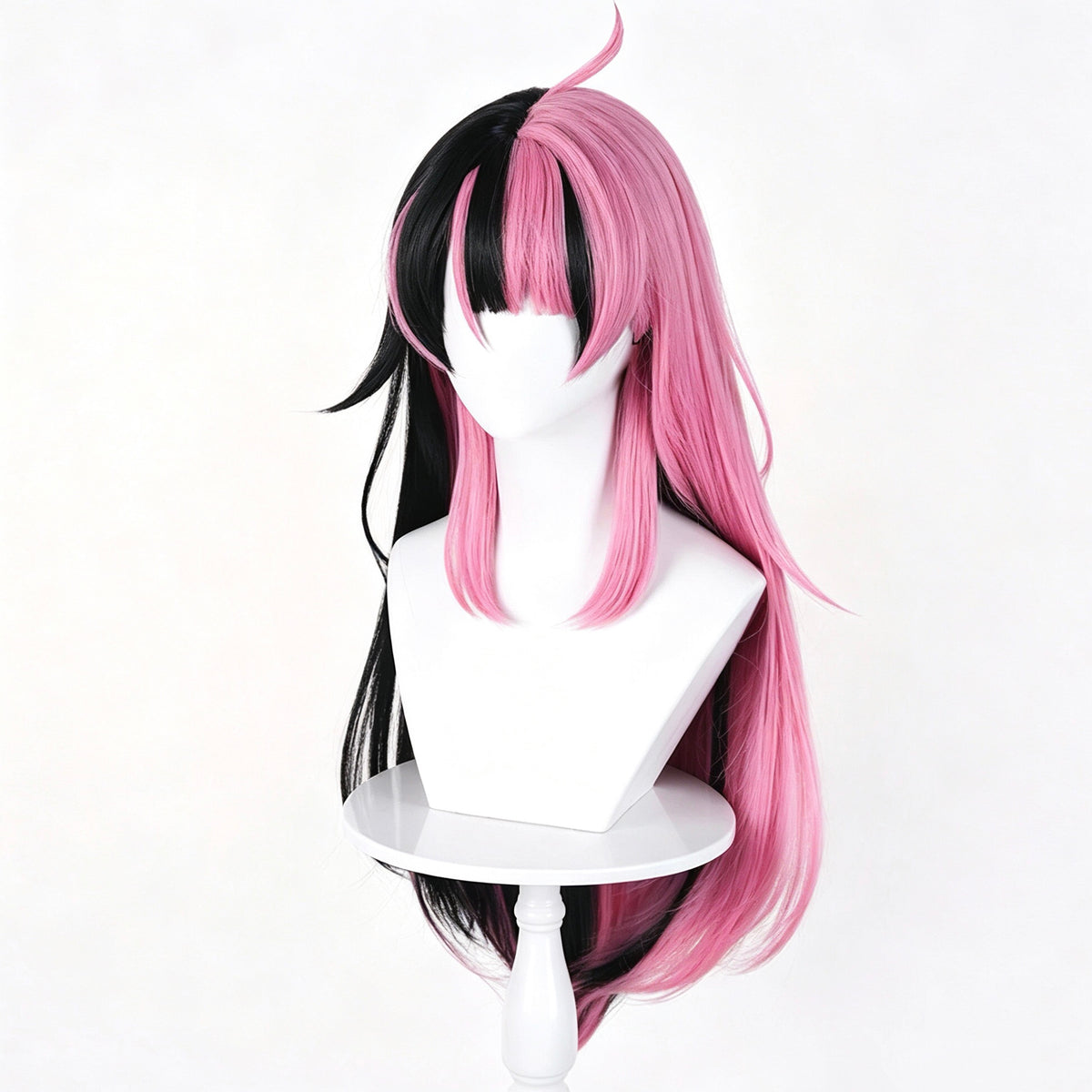 BangDream   MewType Sengoku   Yuno   Wig Half‑Black   Half‑Pink Split   Color   Realistic Scalp   Top   Long Straight
