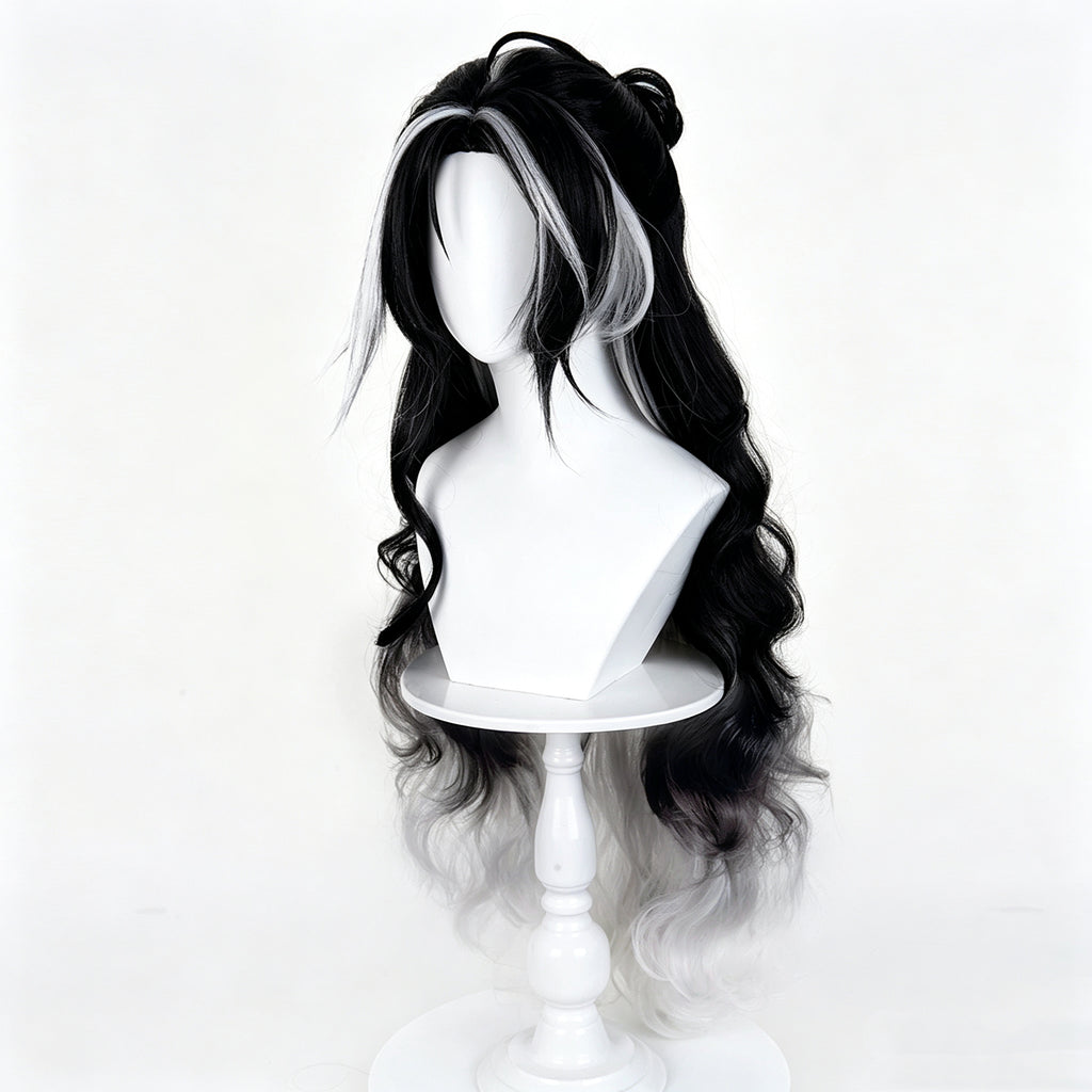Arknights   Wintertime Long   Black   White   Hair Basic   Wig