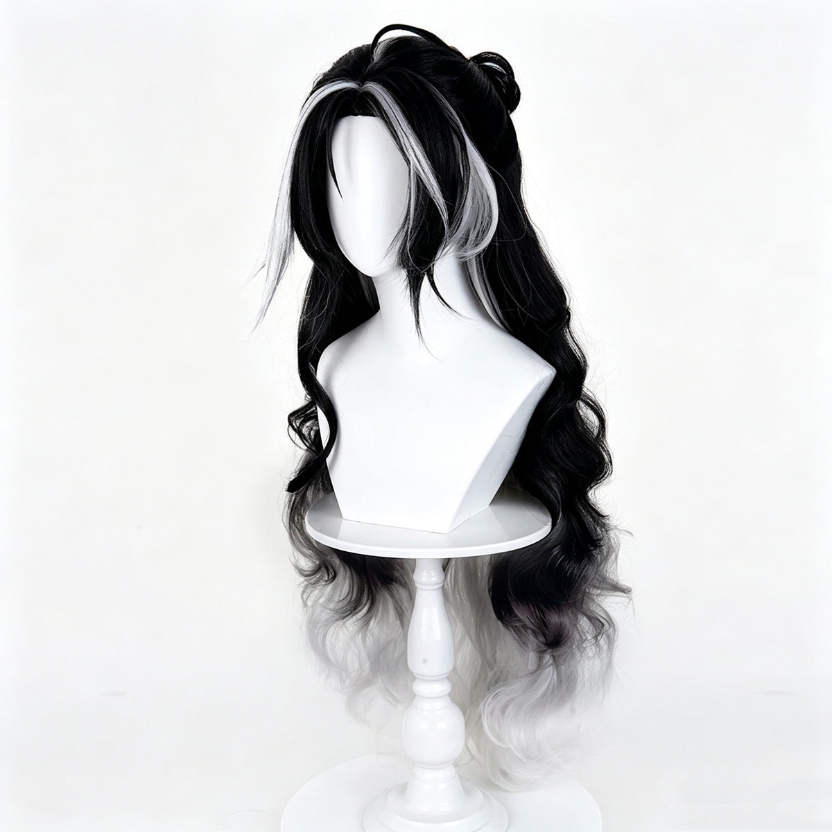 Arknights   Wintertime Long   Black   White   Hair Basic   Wig