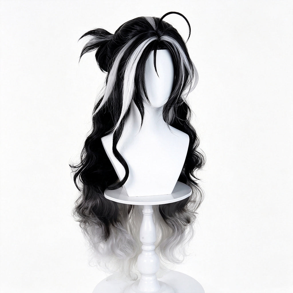 Arknights   Wintertime Long   Black   White   Hair Basic   Wig