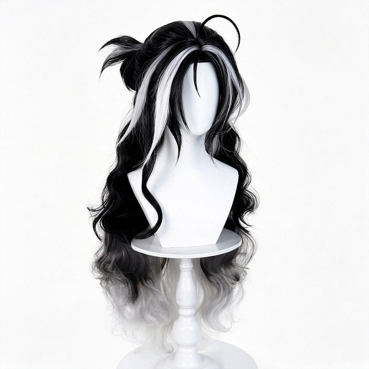 Arknights   Wintertime Long   Black   White   Hair Basic   Wig