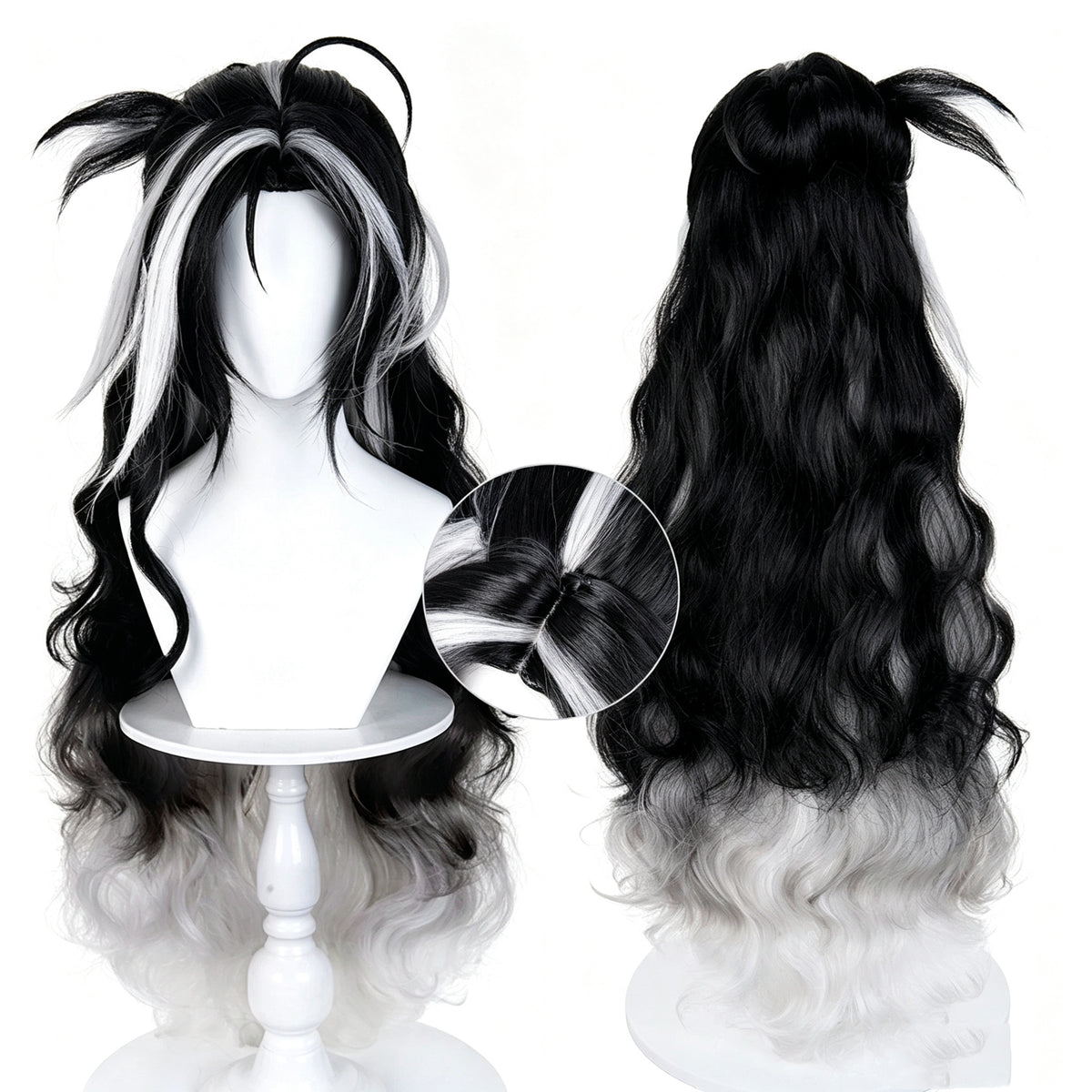 Arknights   Wintertime Long   Black   White   Hair Basic   Wig