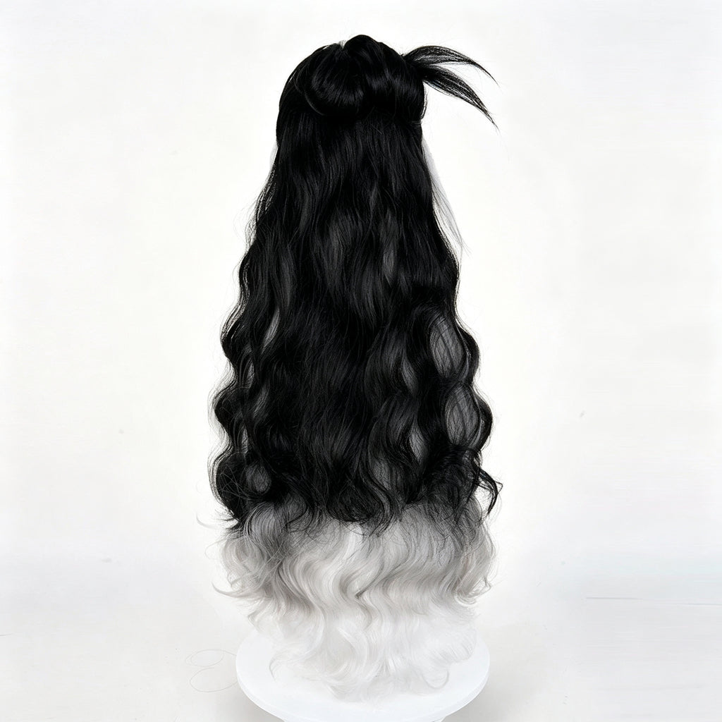 Arknights   Wintertime Long   Black   White   Hair Basic   Wig